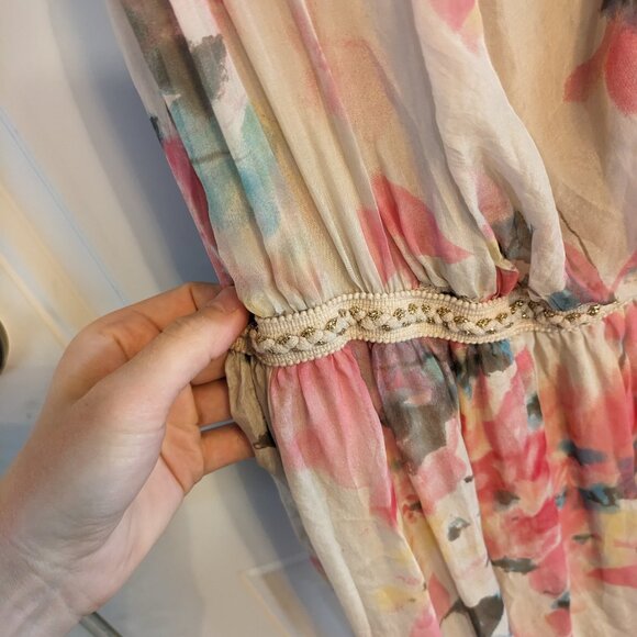 Prontomoda Giusy Watercolor Floral Floor Length Silk Maxi Dress Size Medium - Picture 5 of 11